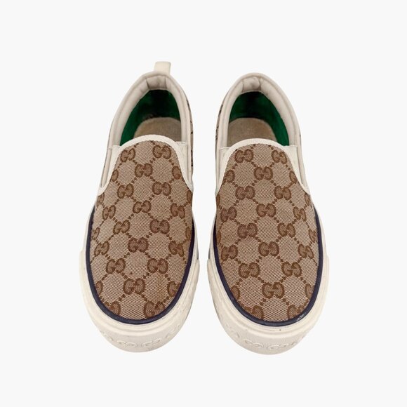 Gucci Tennis 1977 Beige GG Canvas Slip On Sneakers Shoes Size 37 US 7 Women's - Picture 2 of 13